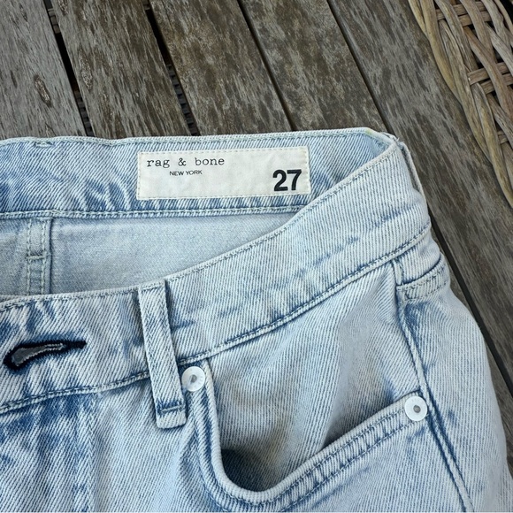 rag & bone faded blue Straight Leg Jeans with frayed hem - Picture 2 of 5